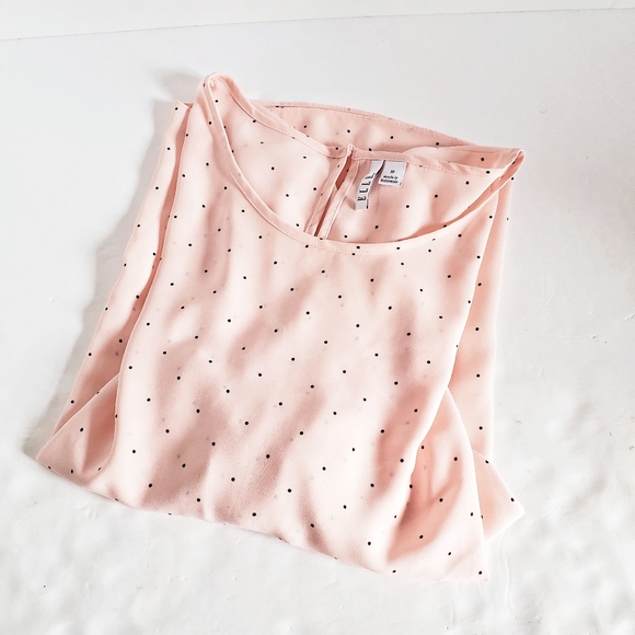 ELLE Pink Dotted Bell Sleeve Blouse M - Picture 6 of 6